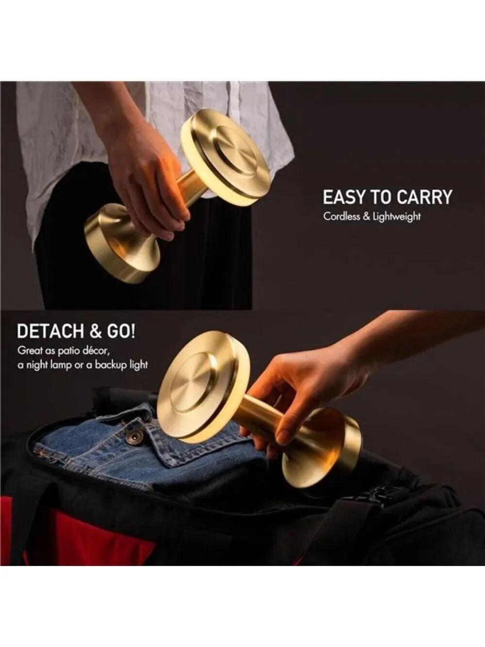 Portable LED Table Lamp Touch Sensor Dimmable Rechargeable Night Light Gold